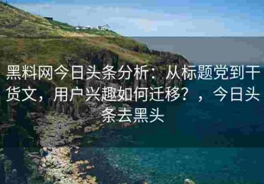 黑料网今日头条分析：从标题党到干货文，用户兴趣如何迁移？，今日头条去黑头