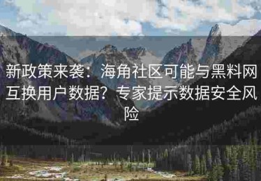 新政策来袭：海角社区可能与黑料网互换用户数据？专家提示数据安全风险