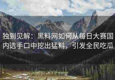 独到见解：黑料网如何从每日大赛国内选手口中挖出猛料，引发全民吃瓜