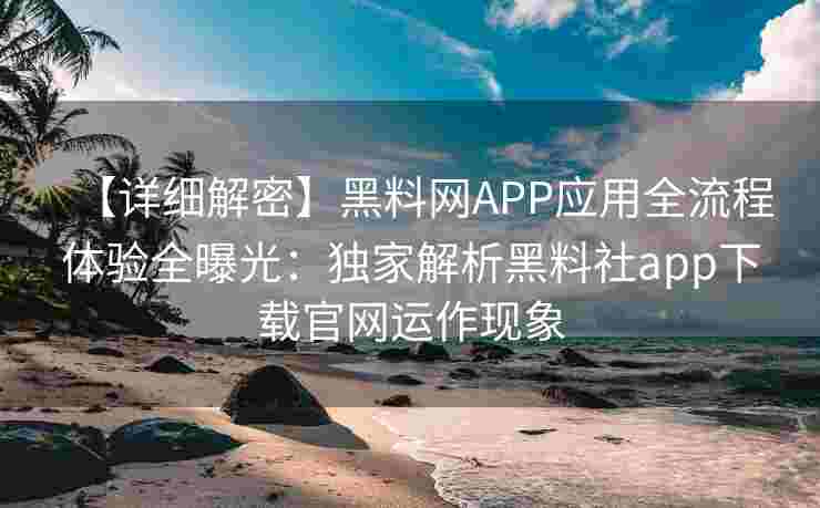 【详细解密】黑料网APP应用全流程体验全曝光:独家解析黑料社app下载官网运作现象 【详细解密】黑料网APP应用全流程体验全曝光:独家解析黑料社app下载官网运作现象