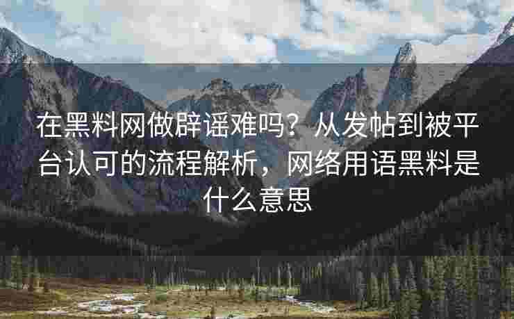 在黑料网做辟谣难吗？从发帖到被平台认可的流程解析，网络用语黑料是什么意思
