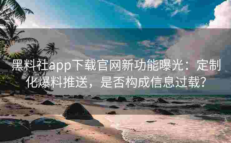 黑料社app下载官网新功能曝光：定制化爆料推送，是否构成信息过载？