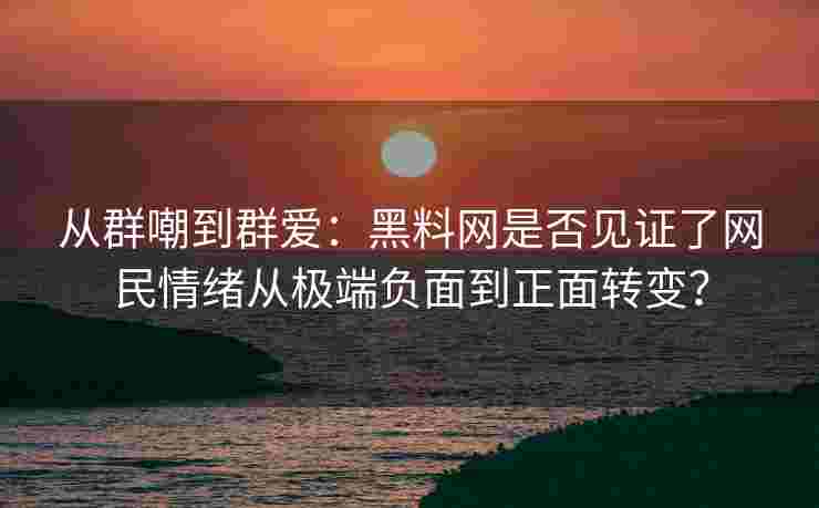 从群嘲到群爱：黑料网是否见证了网民情绪从极端负面到正面转变？
