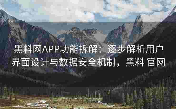 黑料网APP功能拆解：逐步解析用户界面设计与数据安全机制，黑料 官网